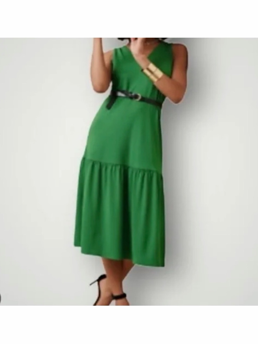 Banana Republic Green Tiered Skirt Midi Dress Small